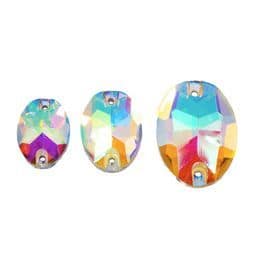 Crystal AB Oval Sew On Stone